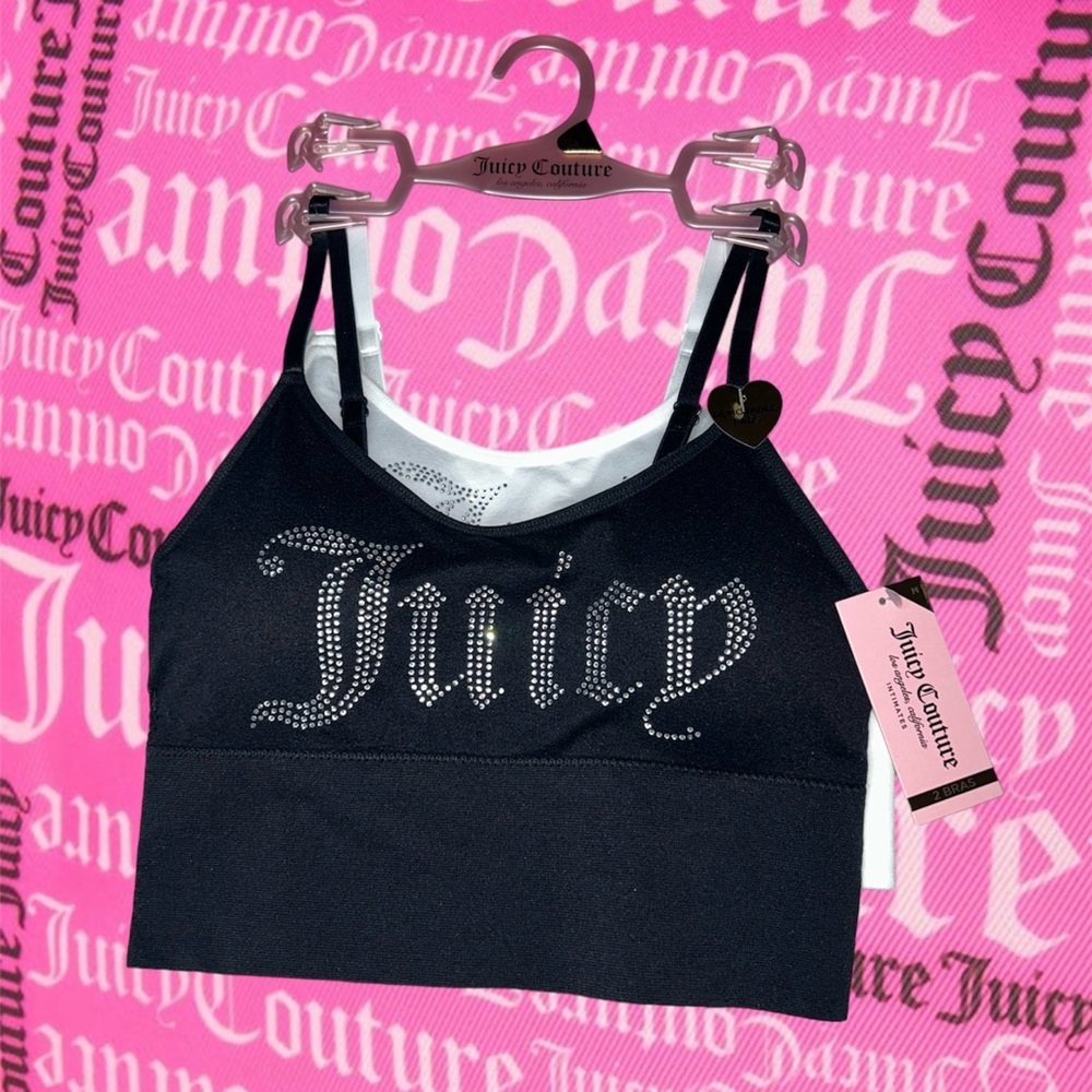 Juicy Couture 2 Pack Padded Sports Bras | Black & White w/ Rhinestones New/NWT